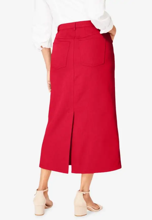 Classic Cotton Denim Midi Skirt