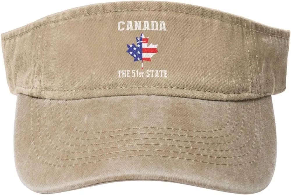 Canada 51st State Denim Visor Hat Adjustable Unisex Golf Sports Empty Top Cap