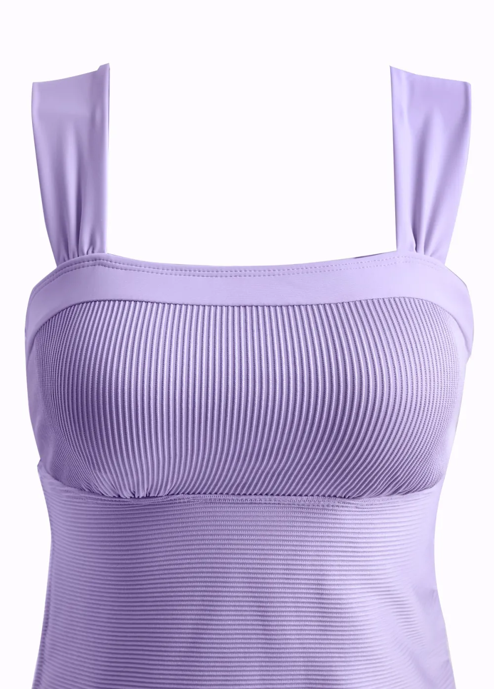 Drawstring Geometric Print Light Purple Tankini Set