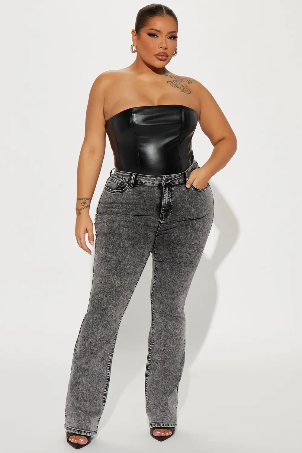 Flex Game Soft Stretch Bootcut Jeans - Acid Wash Black