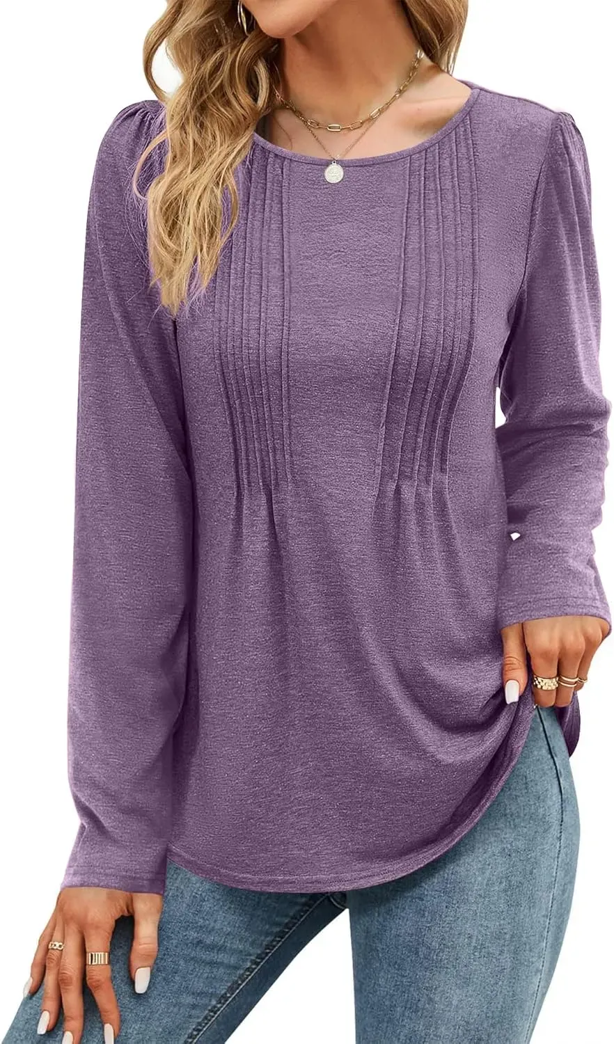 WIHOLL Blouses for Womens Dressy Casual 2024 Fall Tops Long Sleeve Shirts Loose Fit Tunics