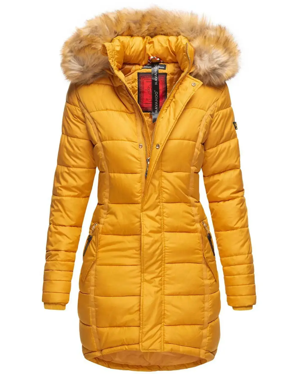 Fashion ladies parka coat with fur collar L