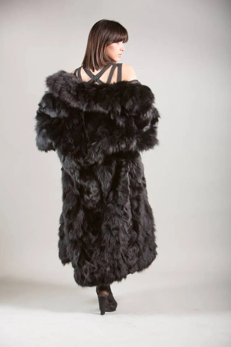 Black Fur Full Length Jacket