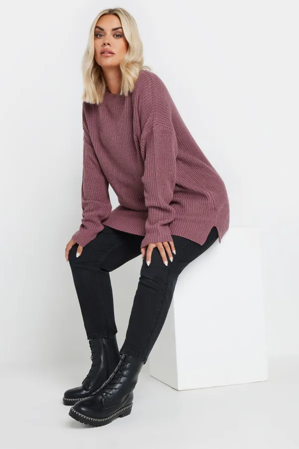 YOURS Curve Grey Drop Shoulder Knitted Jumper