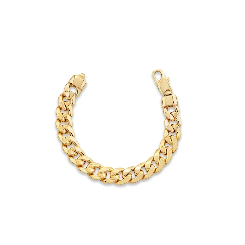 Semi-Solid Cuban Chain Bracelet 10K Yellow Gold 8.5