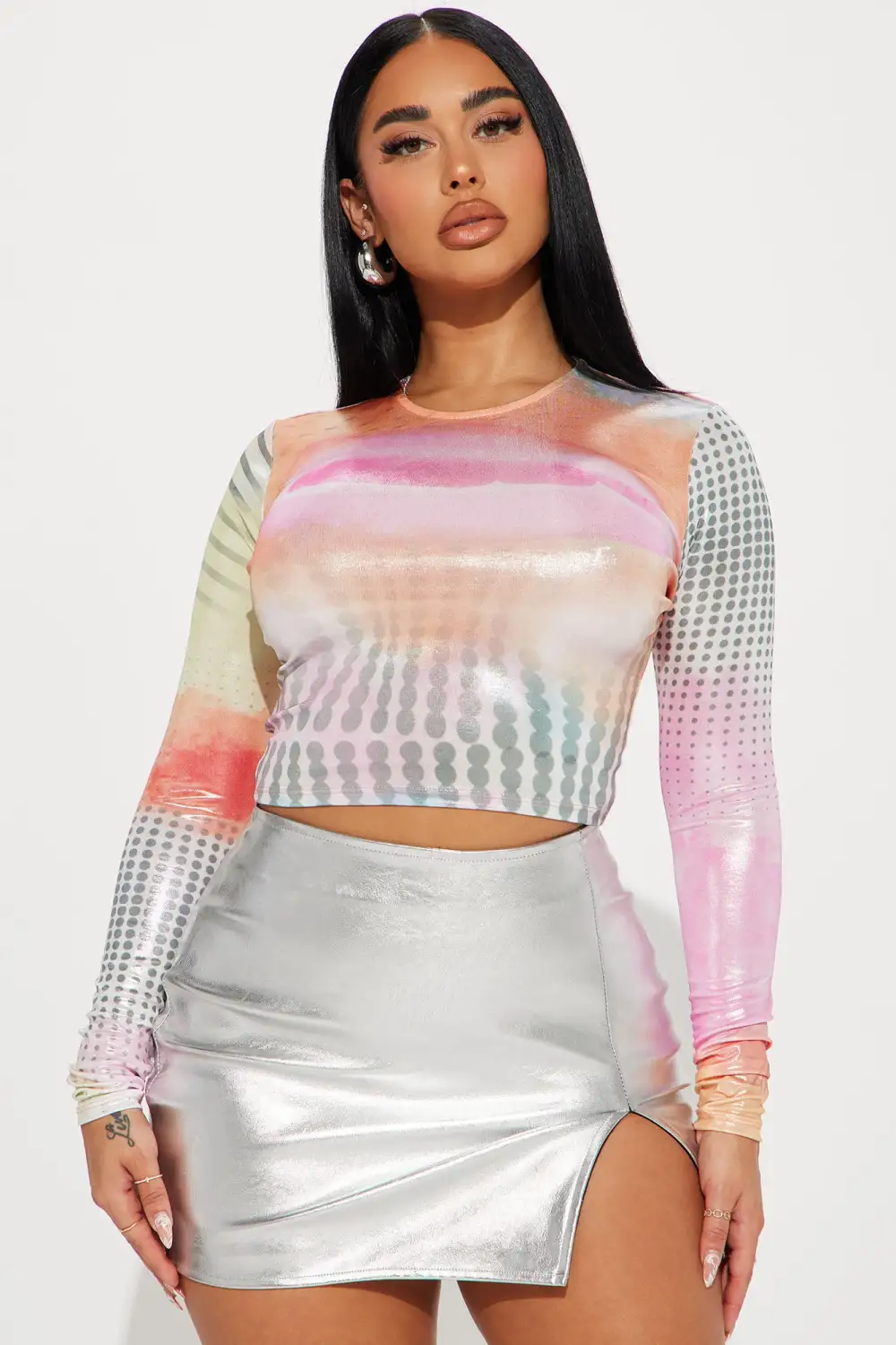 Glazed Glamour Long Sleeve Top - Multi Color