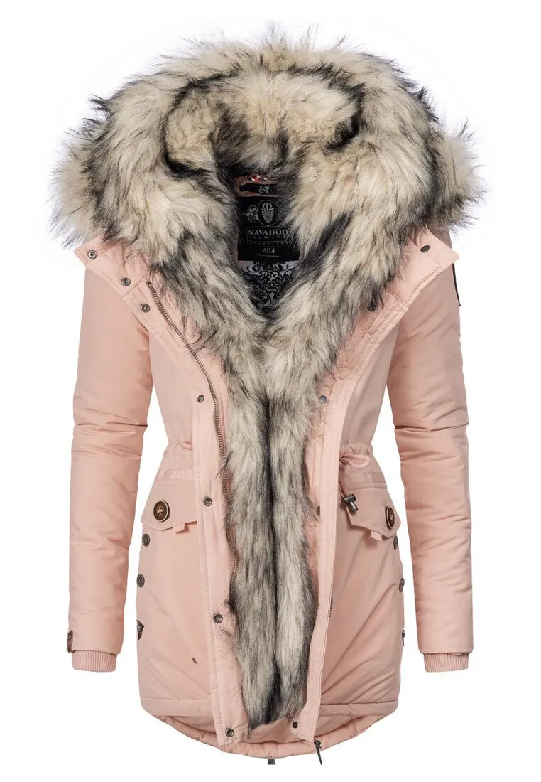 Ladies Winter Thicken Windproof Parka Pink