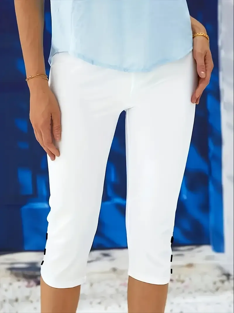 Women's Stretchy Capri Pants - 95% Polyester 5% Spandex Blend