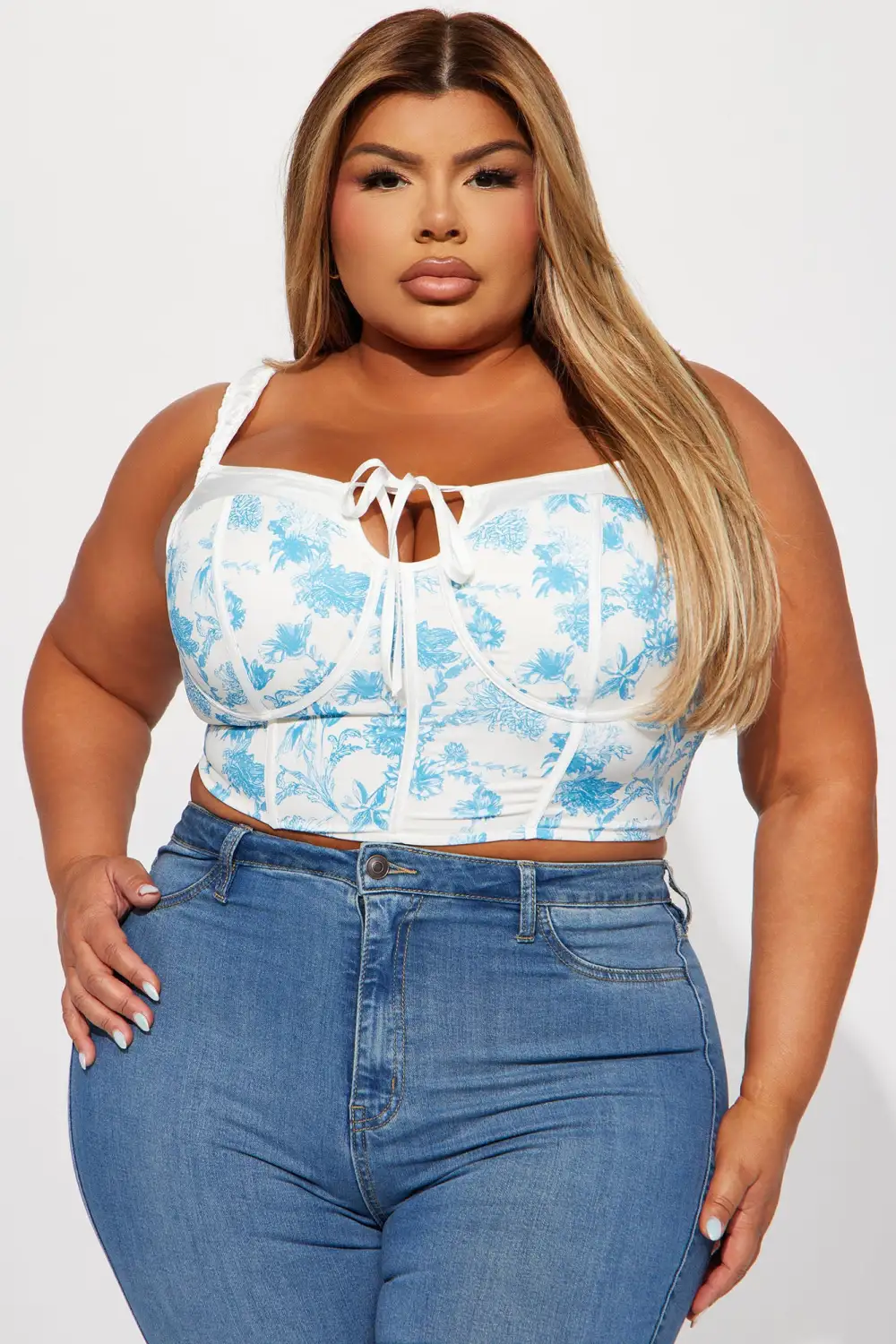 Carelli Floral Corset Top - White/combo