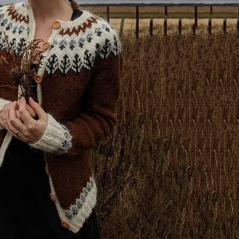 Vintage Button Icelandic Cozy Warm Sweater