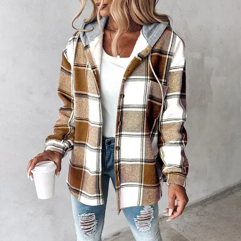 Women's Plaid Fleece Lined Hoodie