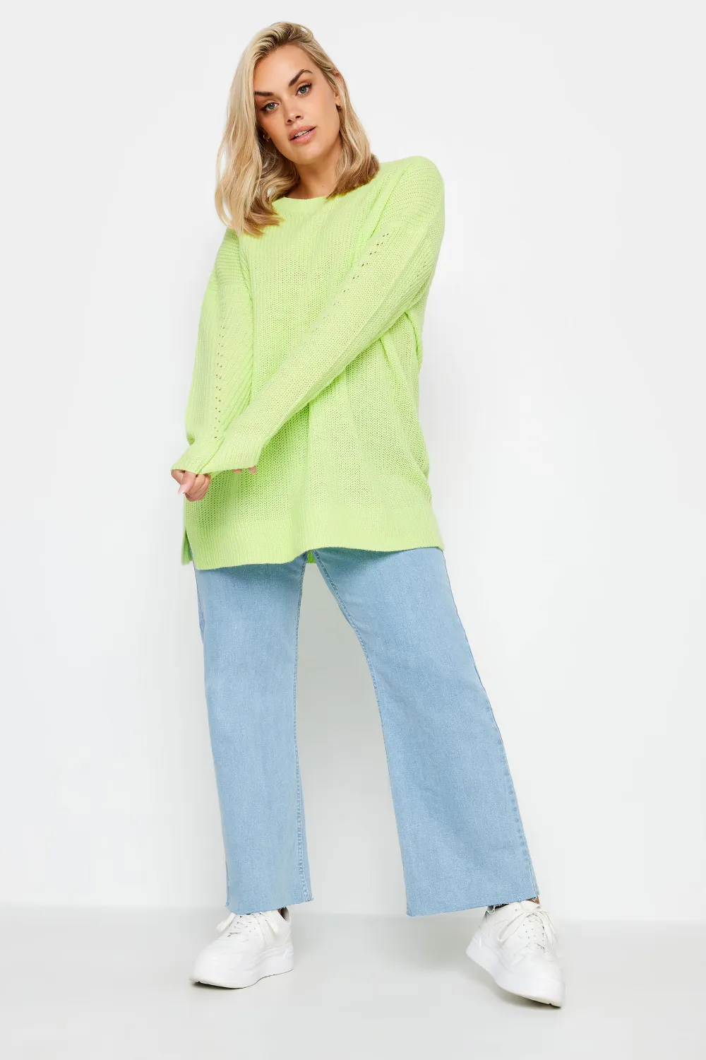YOURS Curve Lime Green Ribbed Knit Jumper