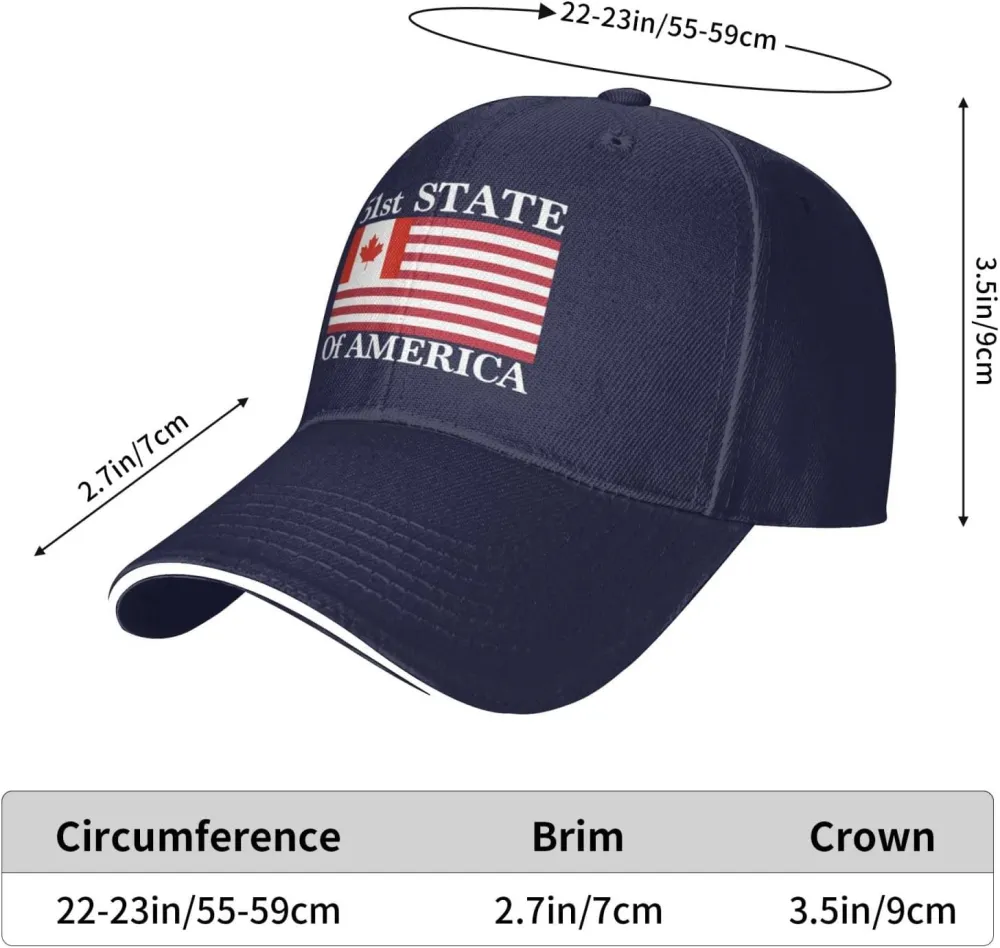 51st State Make Canada 51st State Hat Make America Canada Great Again Hat Cap for Men Women Black