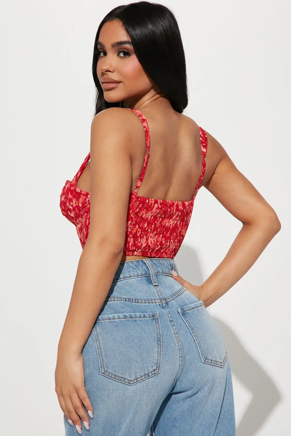 Best Of Me Floral Corset Top - Red/combo