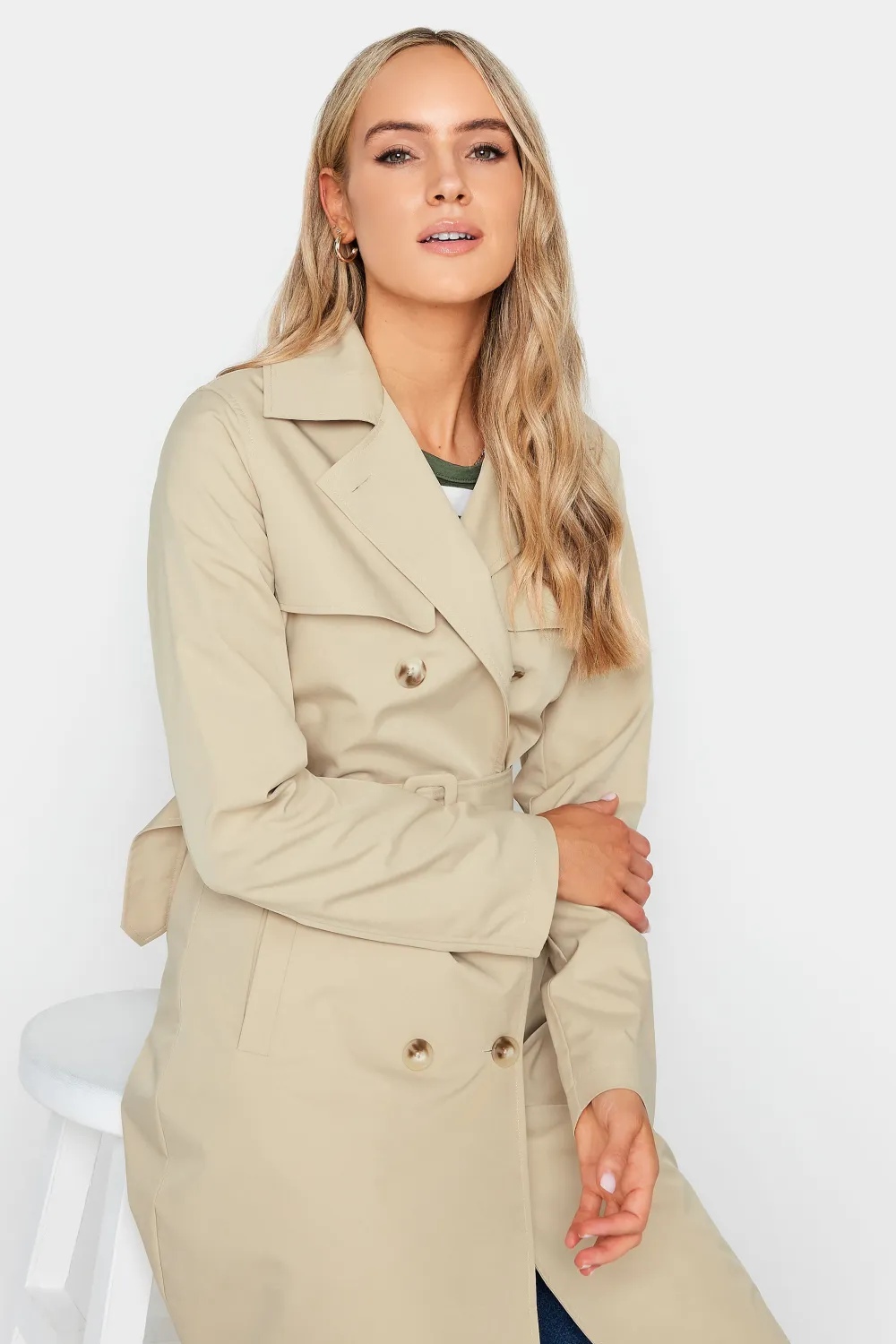 LTS Tall Beige Brown Trench Coat