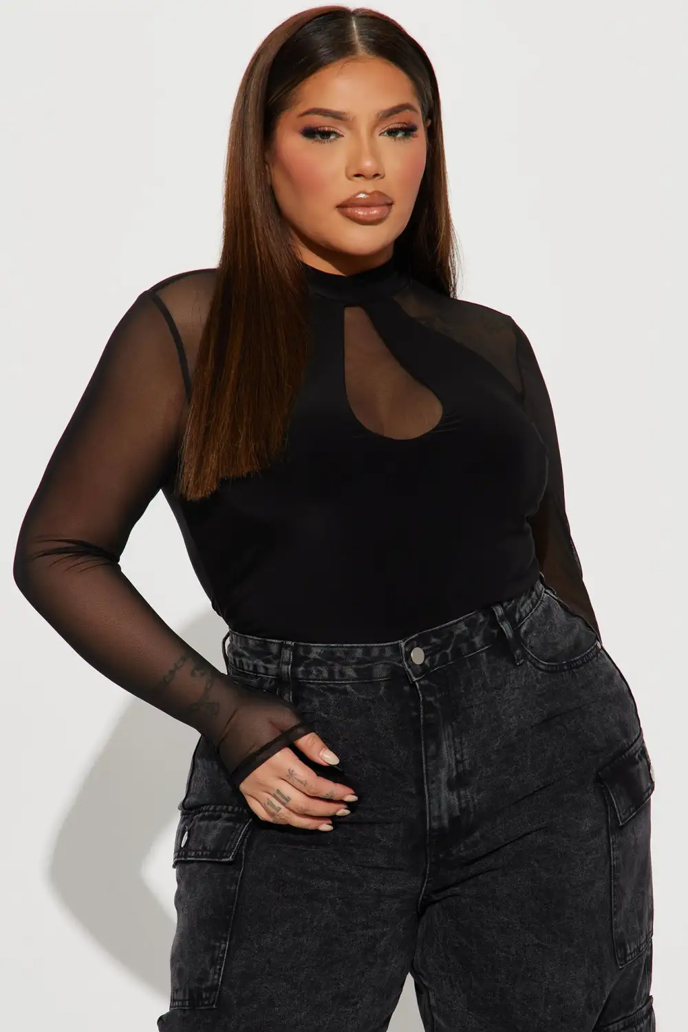 Mya Mock Neck Bodysuit - Black