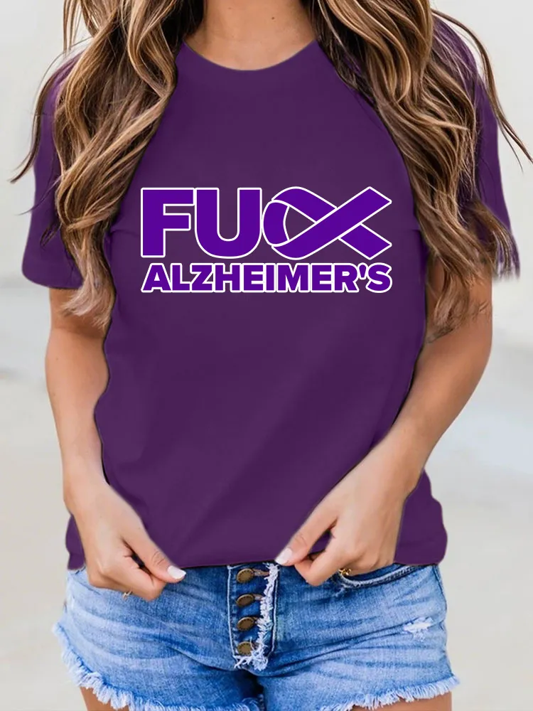 Women'S Fuck Alzheimer'S Round-Neck T-Shirt
