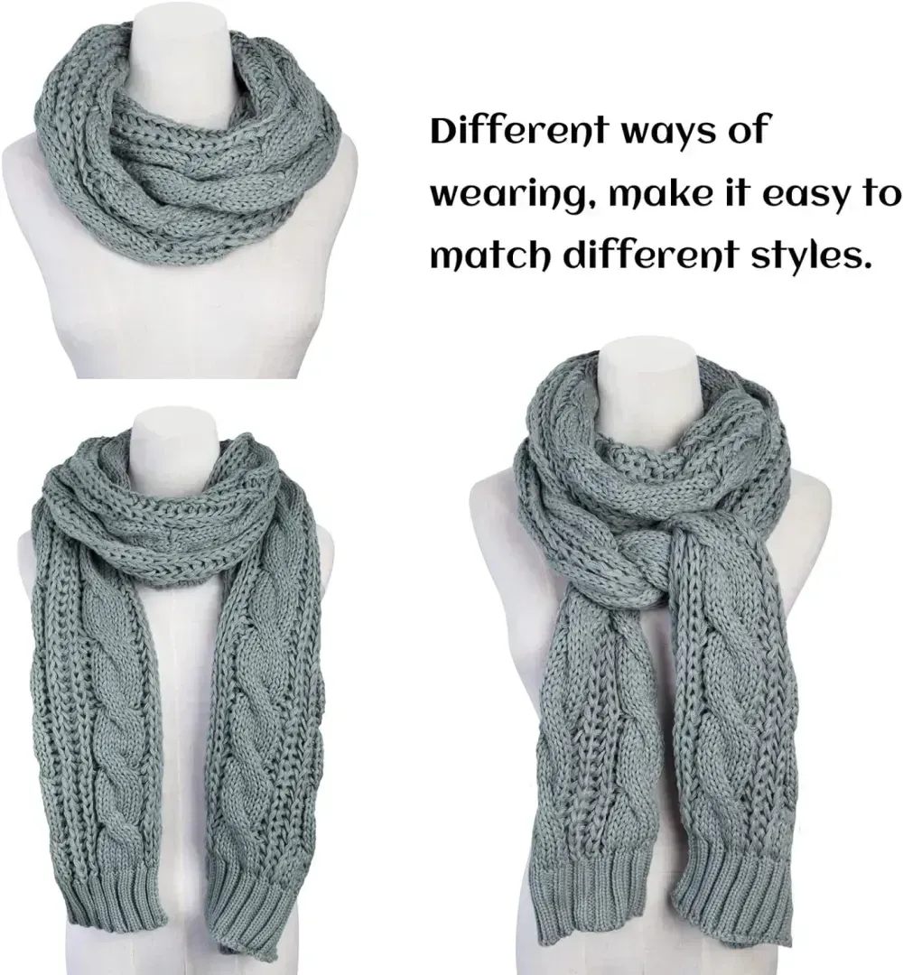 Women And Mens Winter Thick Cable Knit Wrap Chunky Long Warm Scarf