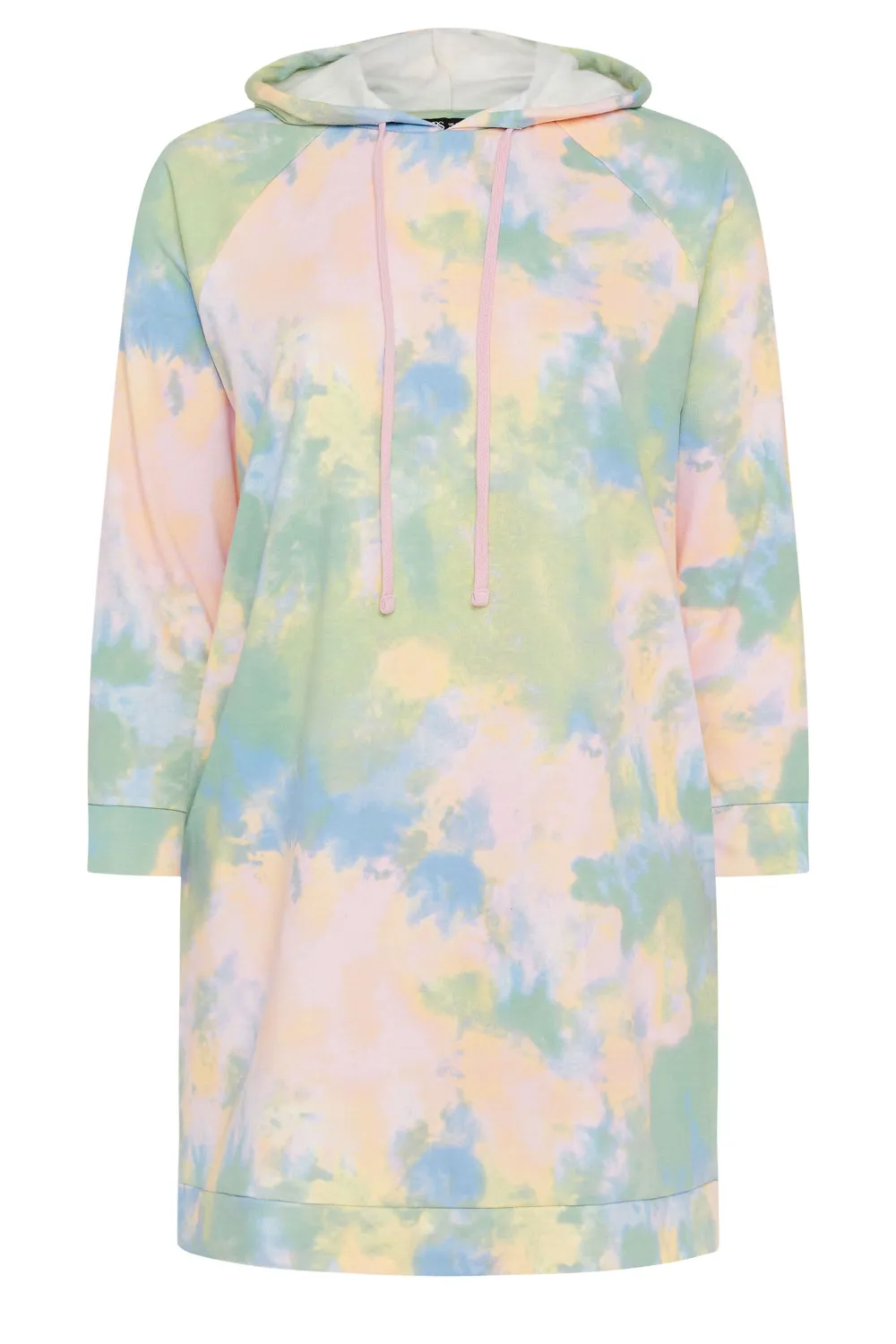 YOURS Curve Pink Tie Dye Hoodie Dress