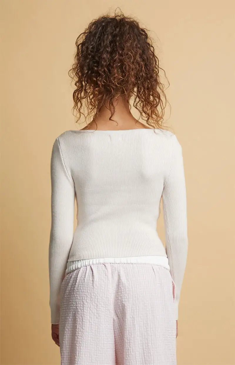 Beverly and Beck Krystal Cable Knit Sweater Top