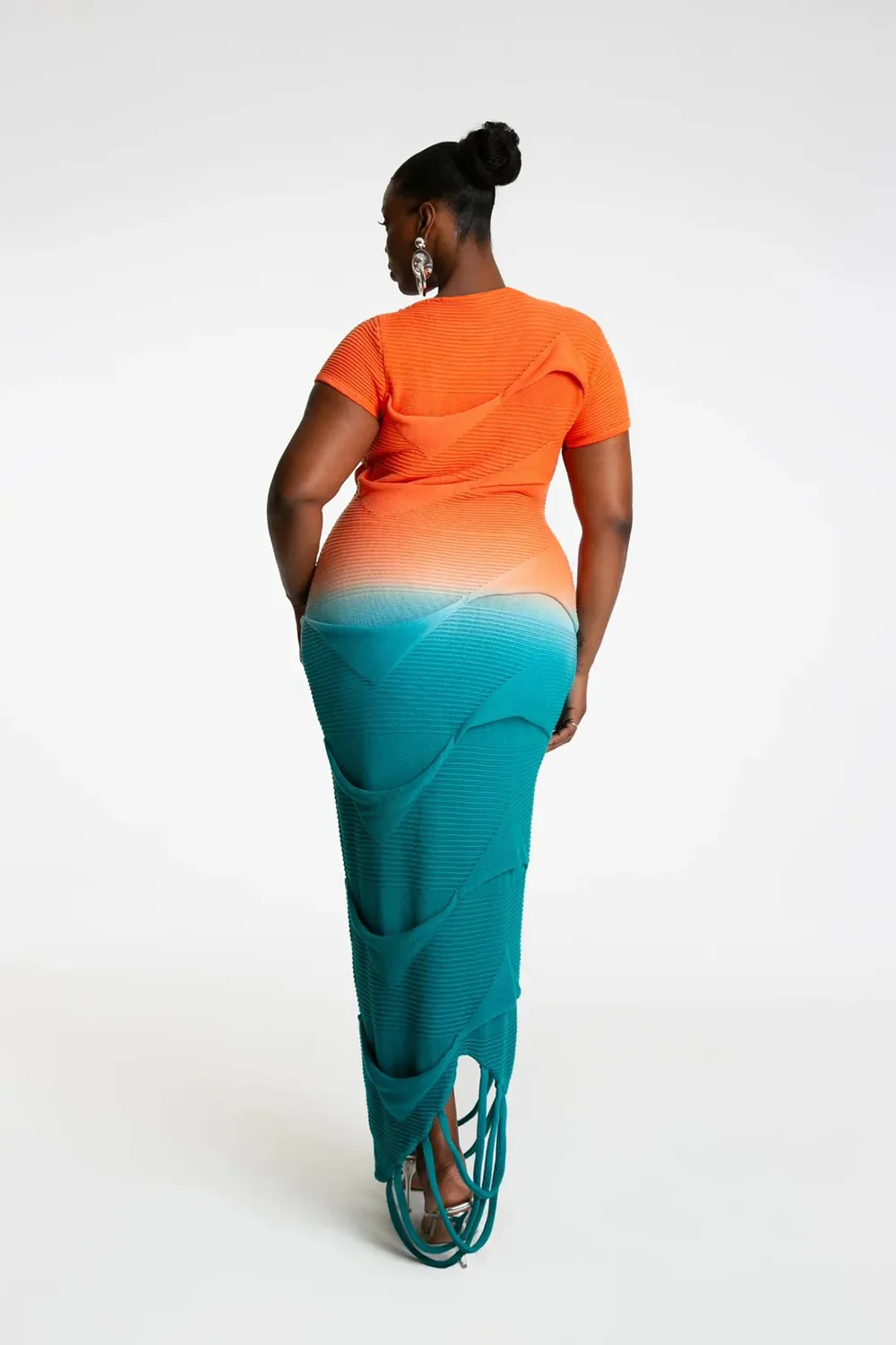 Symone Sweater Maxi Dress - Orange/combo