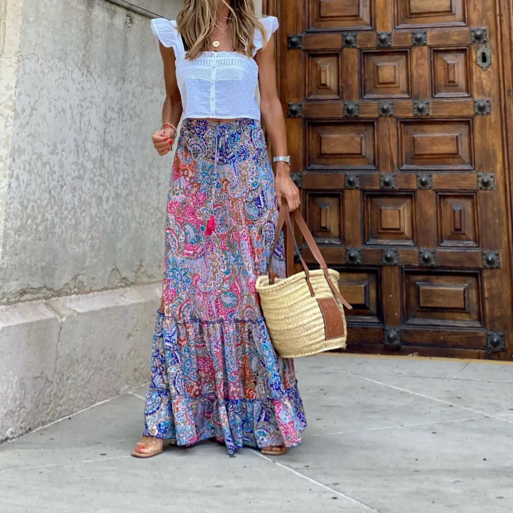 Loose Printed Long Skirt