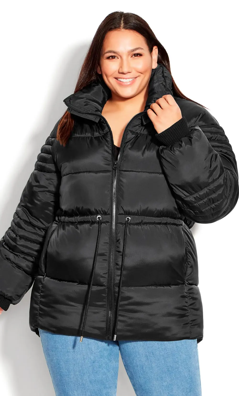 Evans Black Puffer Coat