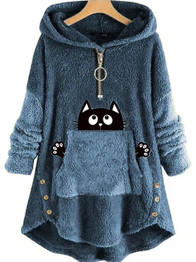 Loose Casual Fluff/Granular Fleece Fabric Sweatshirt