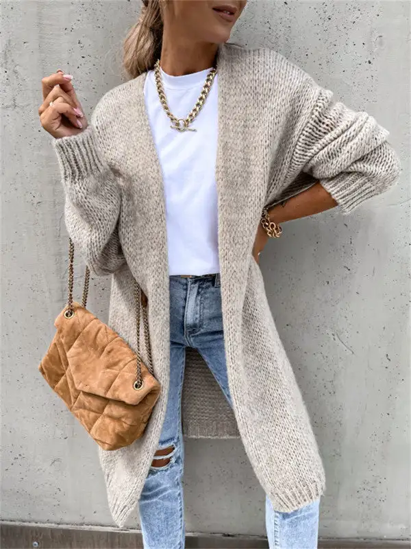Solid Color Comfy Loose Sweater Cardigan