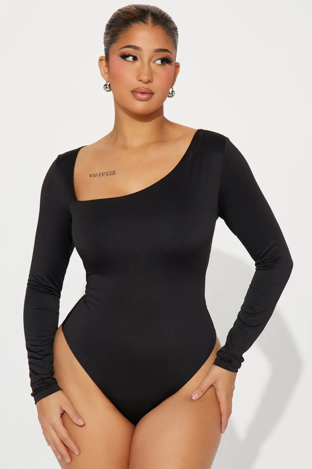 Melina Long Sleeve Bodysuit - Black