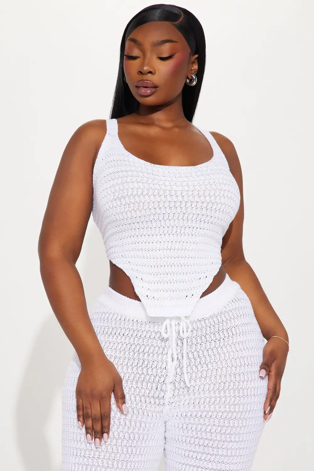 Carol Crochet Pant Set - White