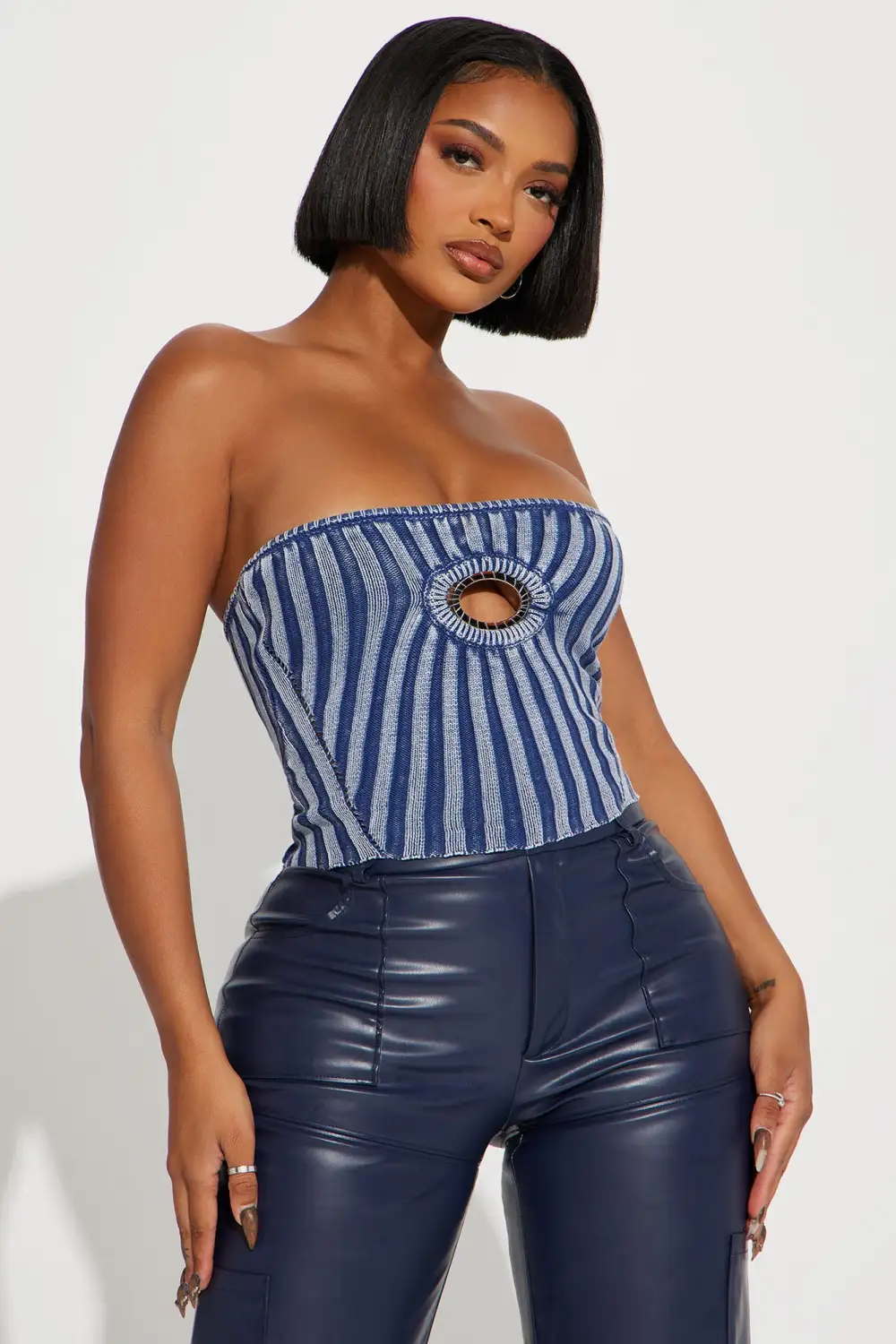 Flipped Switch Washed Sweater Top - Blue