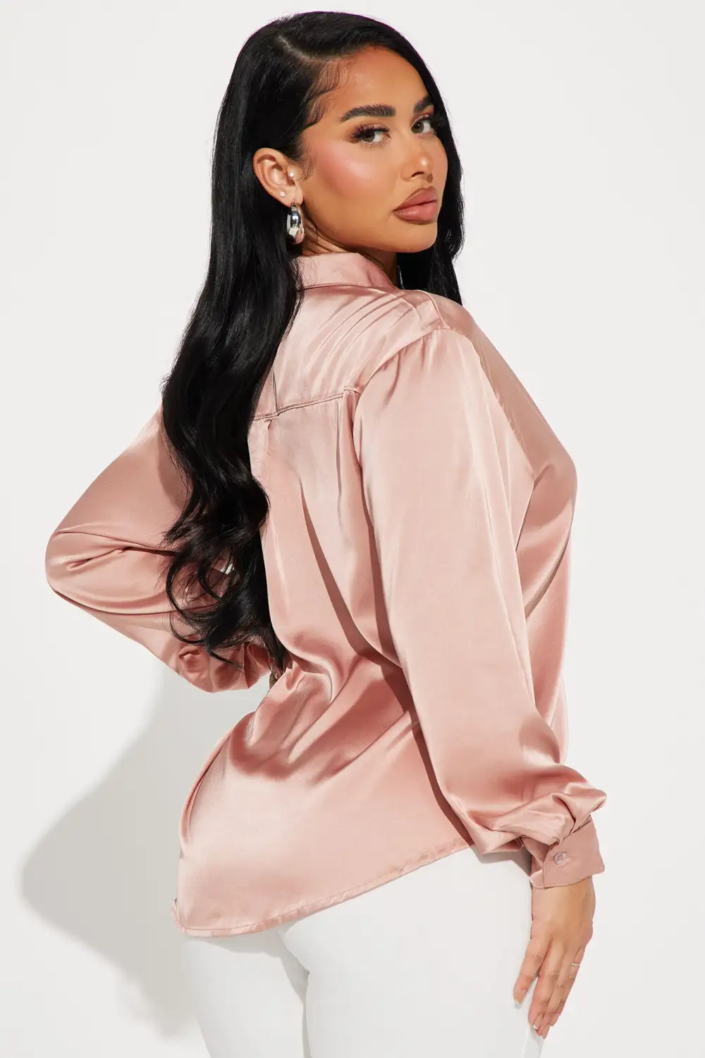 Trust The Wait Satin Shirt  - Sand