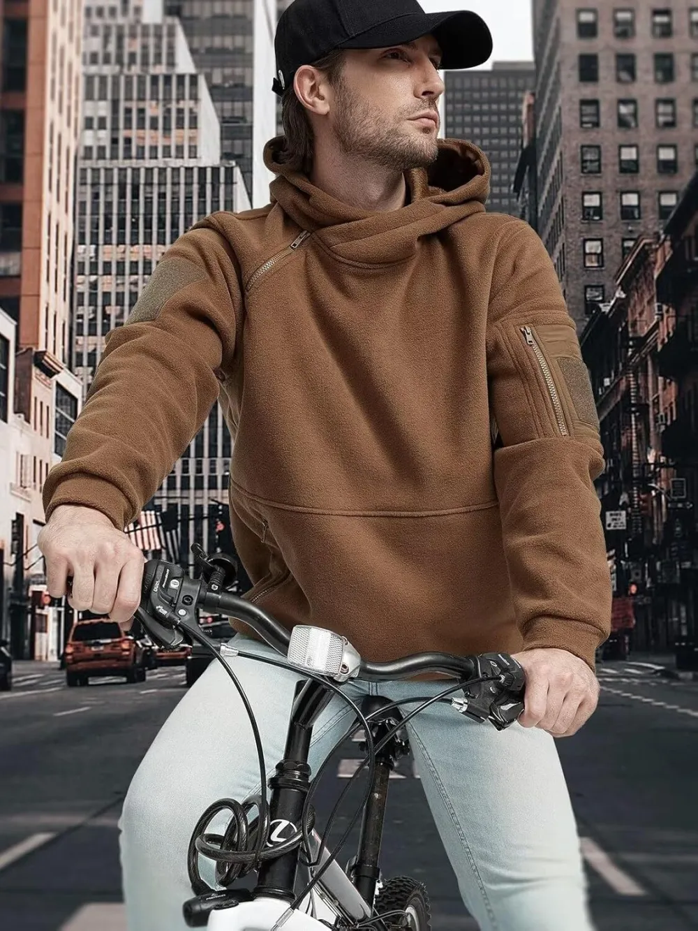 Men's Tactical Winter Fleece Pullover Hoodie Warm Long Fleece lined Hooded Sweatshirt