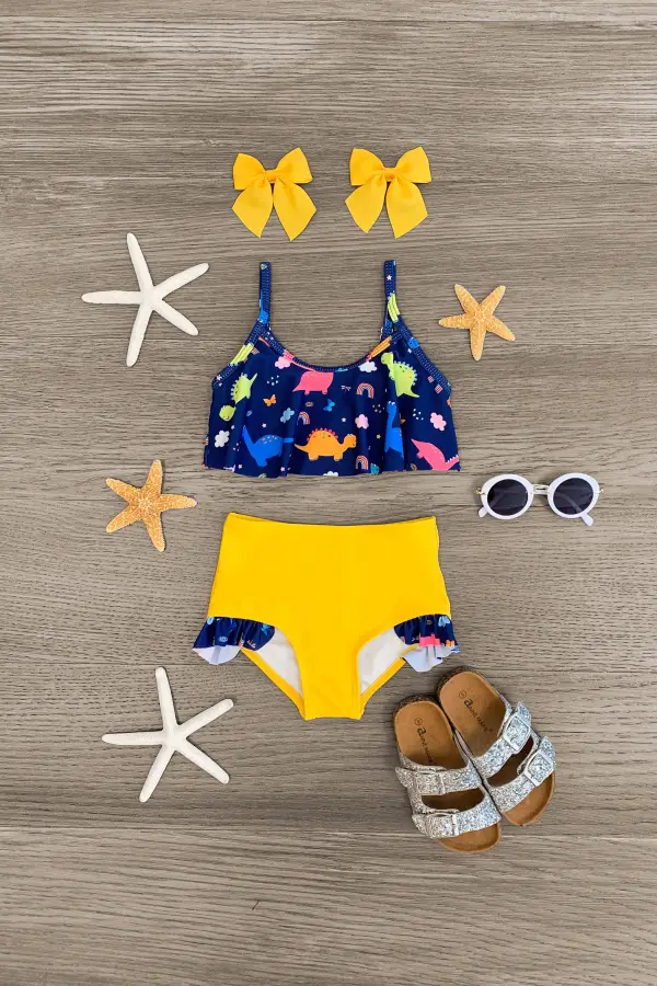 Yellow & Blue Dinosaur Swimsuit - Boy & Girl!