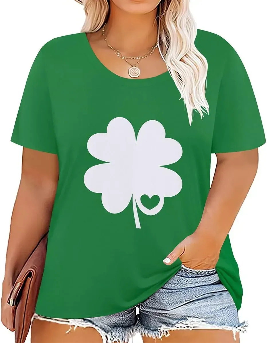 TIYOMI Plus Size T Shirt for Women Short Sleeve Tunic Cross Line Shirts Round Neck Tops Summer Blouse XL-5XL 14-28