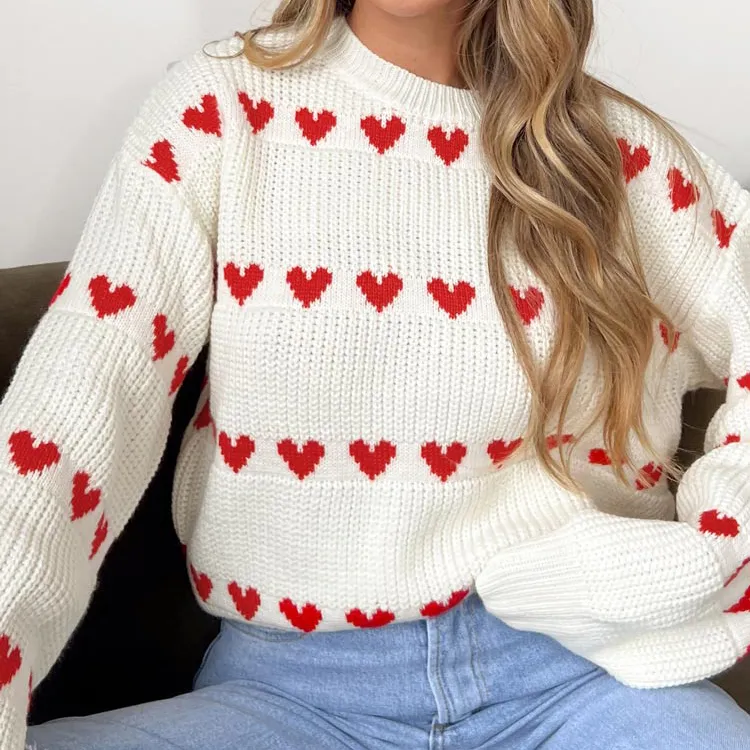 Lovey Heart Stripe Sweater