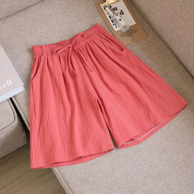 Women's high waist wide leg plus size five-point pants