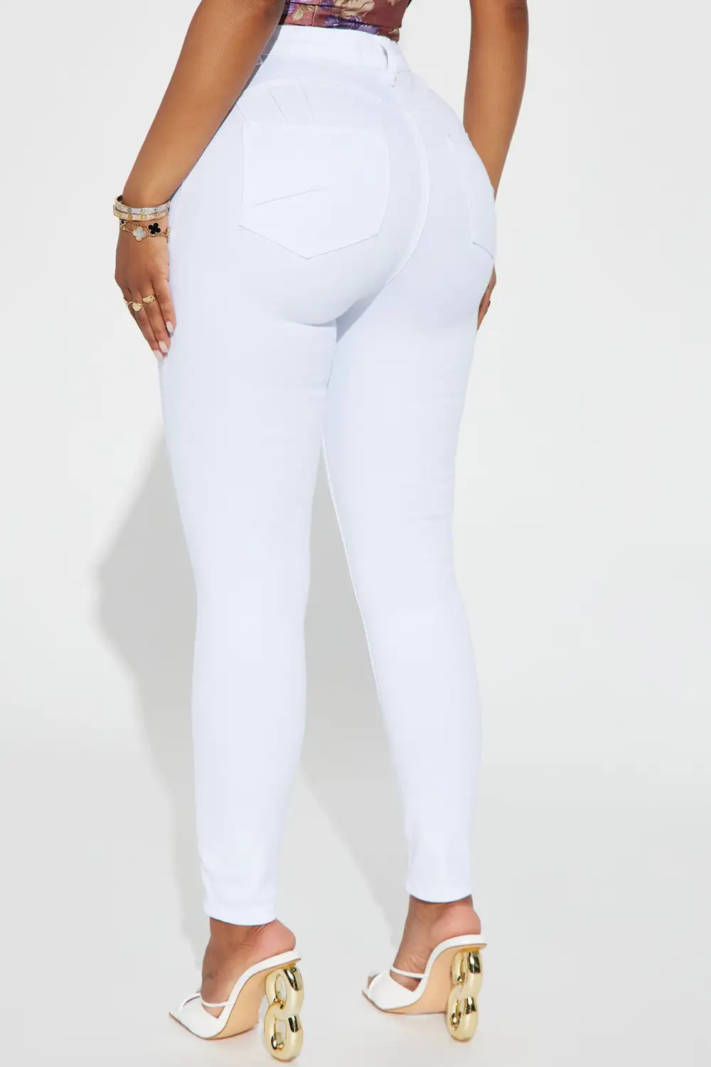 Salem Booty Lifting Ripped High Rise Stretch Skinny Jeans - White