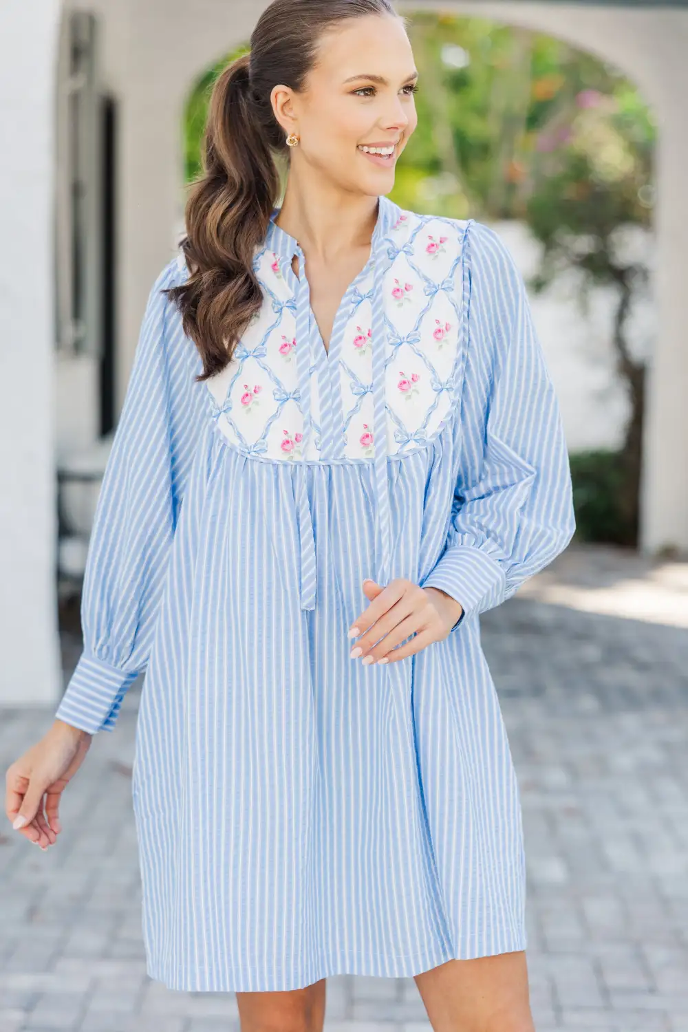 Let's See Blue Striped Dress