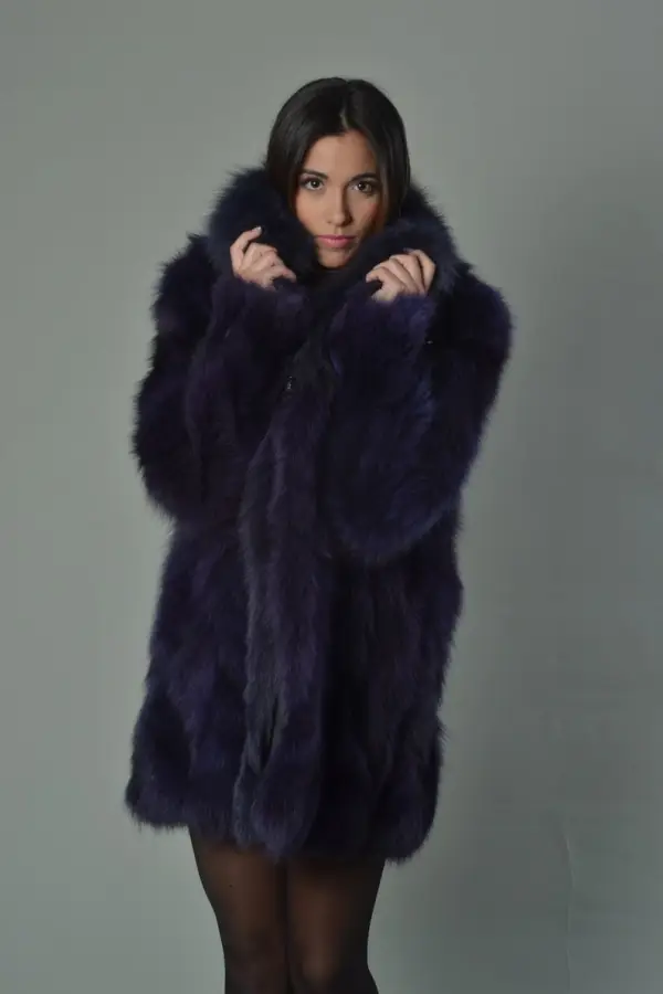 Purple  Fox Fur Coat