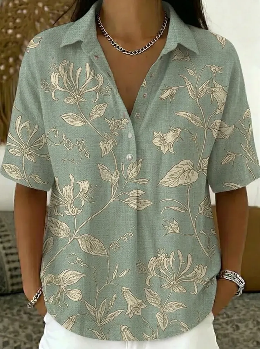 Women's Nashville Honeysuckle Floral Printed Polo Shirt