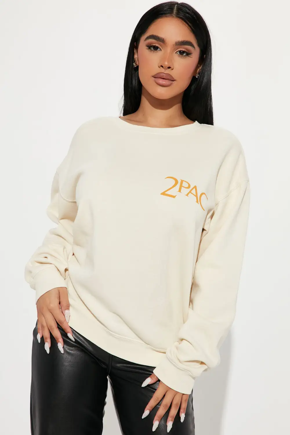 End Of Time Washed Crew Neck Sweatshirt - Cream