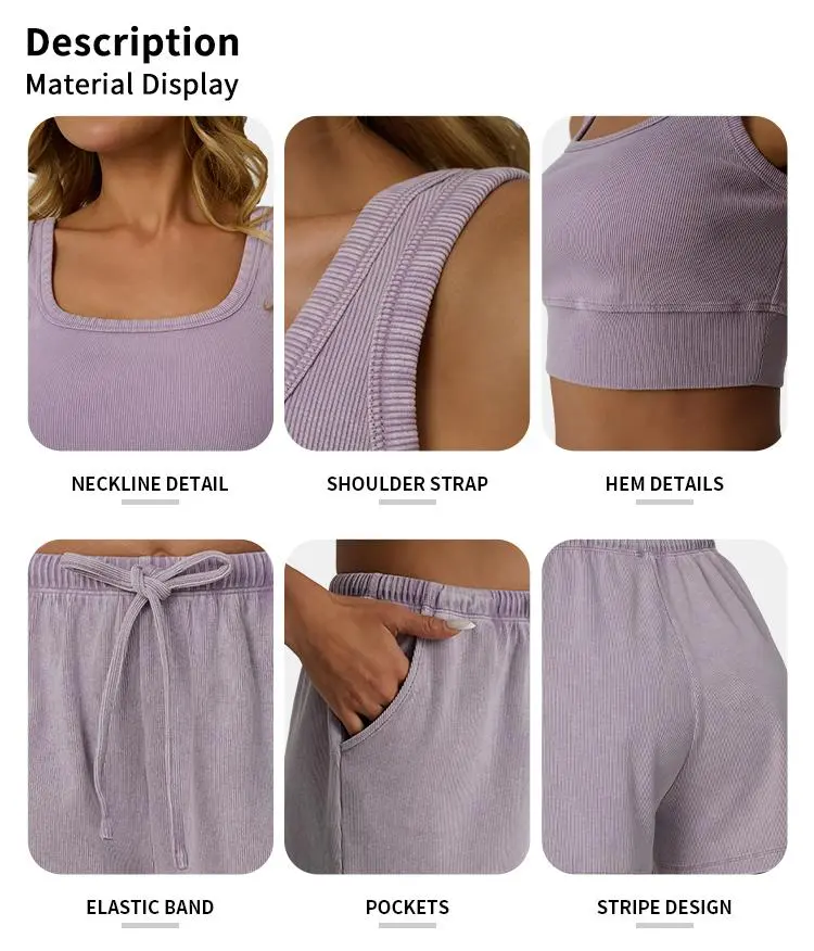 Casual Acid Wash Set Womes 2 Peices Outfits