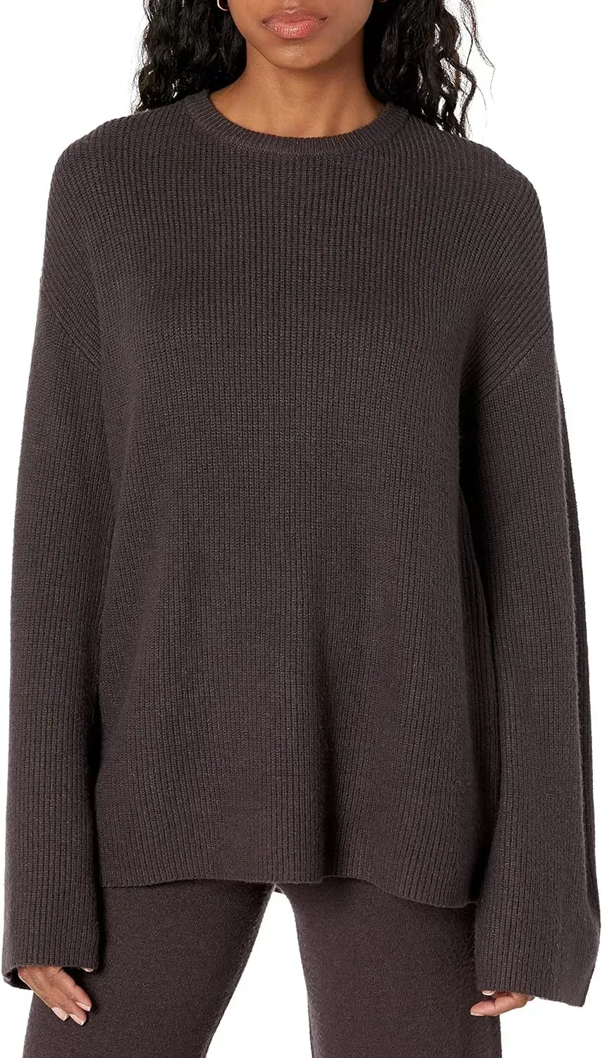 Women's Alice Crewneck Back-Slit Ribbed Pullover Sweater