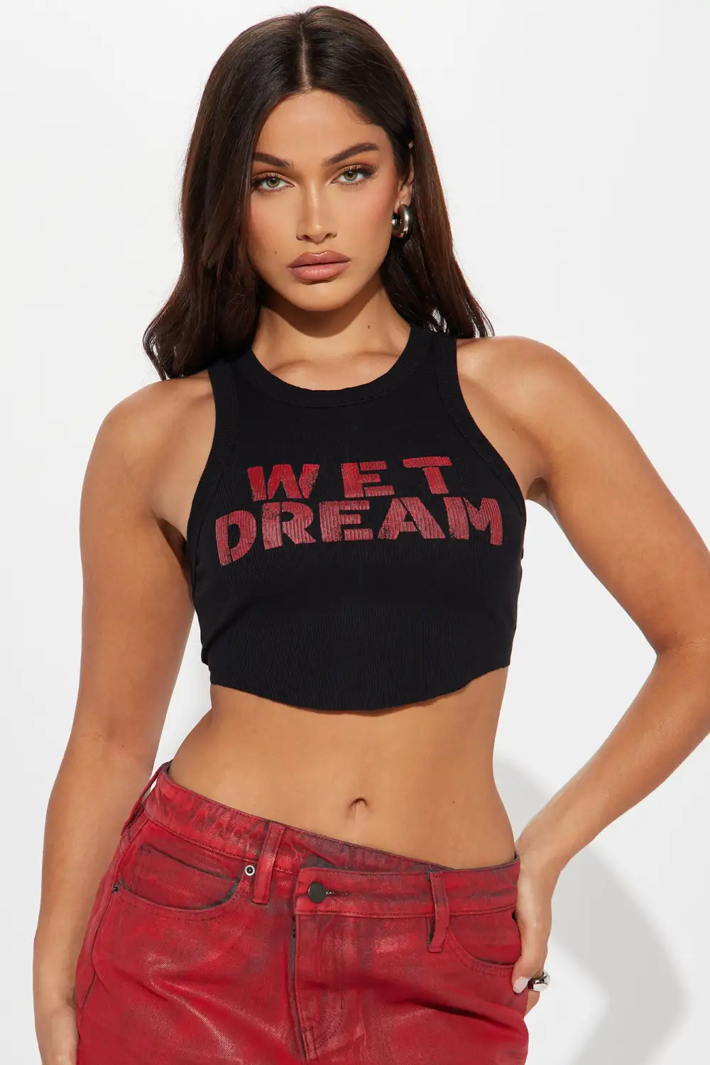 Wet Dream Ribbed Top - Black