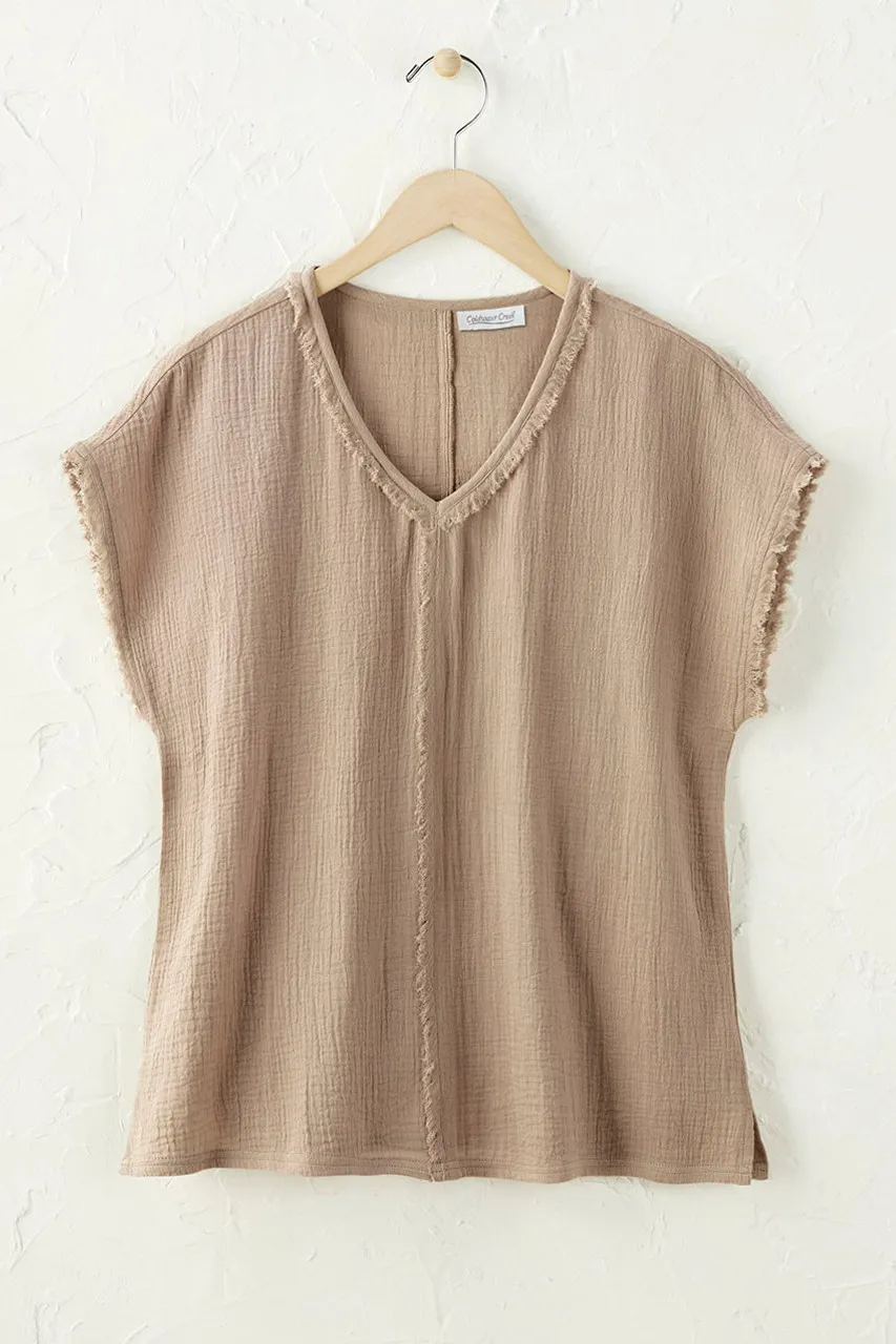 Sonoma Frayed Gauze Top