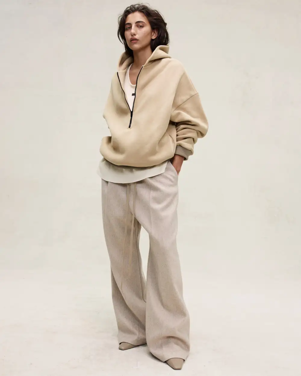 Military Wool Wide Leg Pants