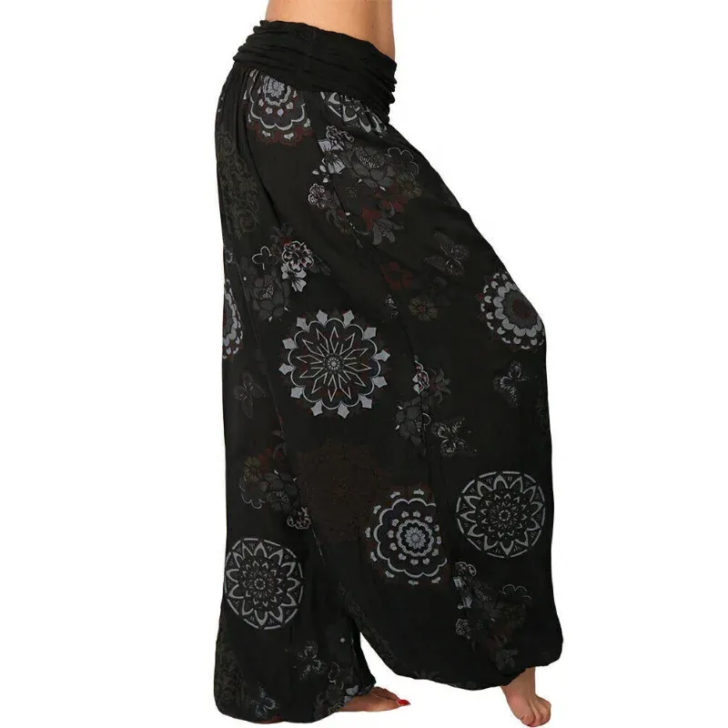 Featured Flowers Pattern Printed Harem Casual Pants