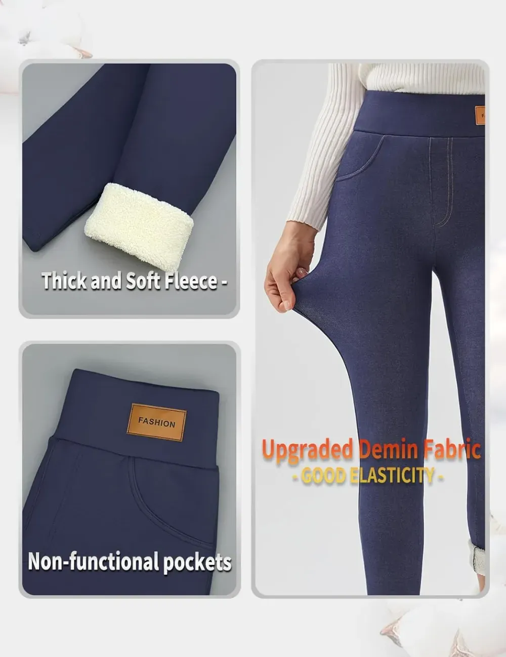 Women Winter Warm Thick Leggings Fleece Lined Stretchy Soft Thermal Sherpa Pants High Waist Tights